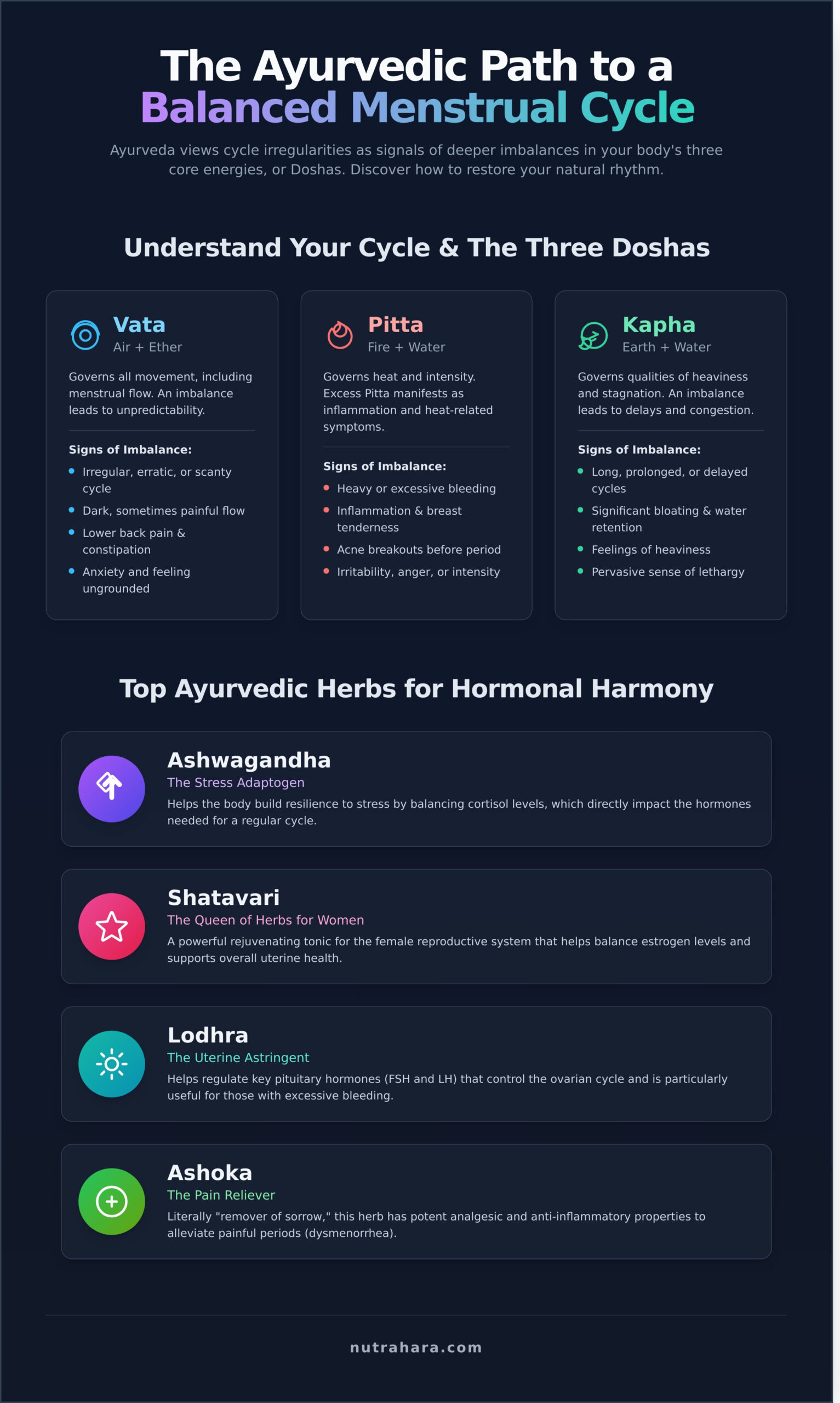 Ayurvedic Herbs for Regular Periods: A Natural Guide to Hormonal Balance - Infographic